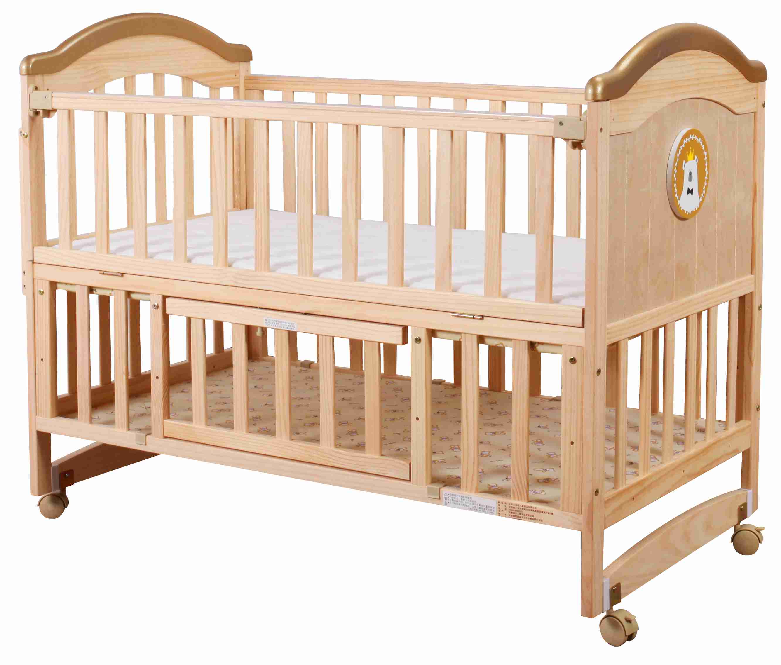Wholesale Natural Pine Wood Baby Crib